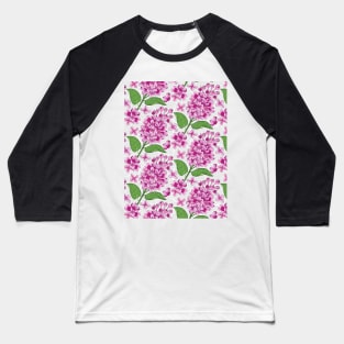 Pink Lilac Flowers Pattern Baseball T-Shirt